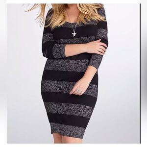 Torrid Rebel Wilson Lurex Sweater Dress Black Sparkly Grey Size 1 Plus